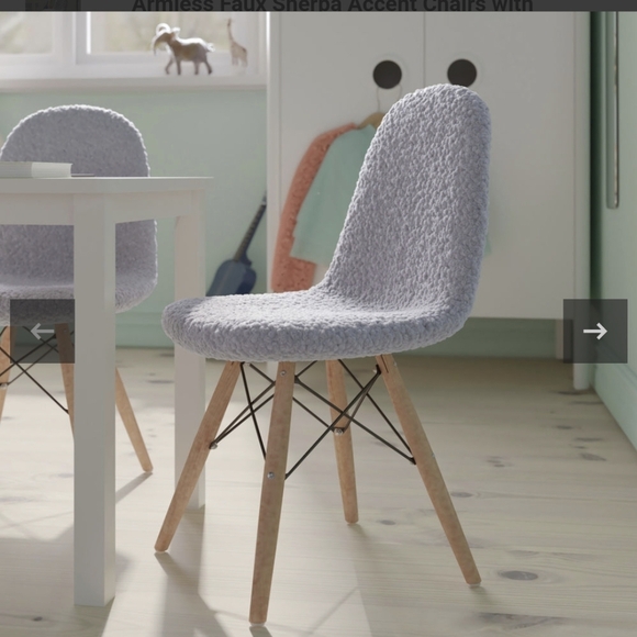 Kids modern Armless Accent Chair. Gray Upholstery with birch wood legs. New - Picture 1 of 16